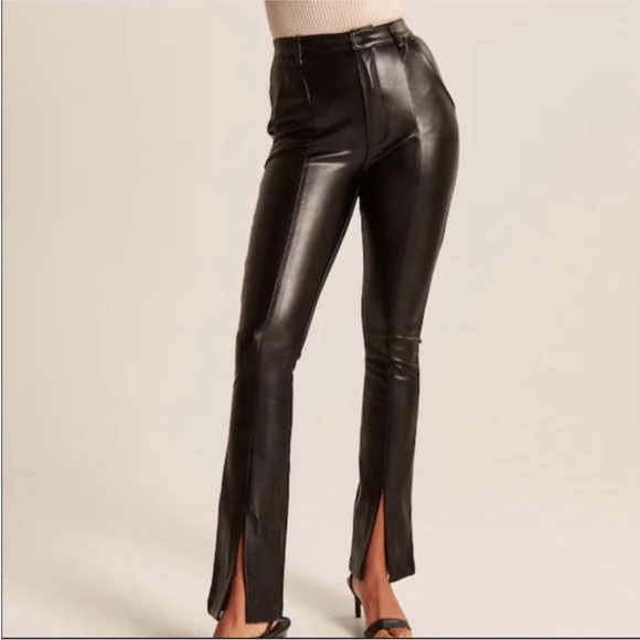 Abercrombie The Skinny Ultra High Rise Curve Love Vegan Leather Pants - Picture 1 of 9